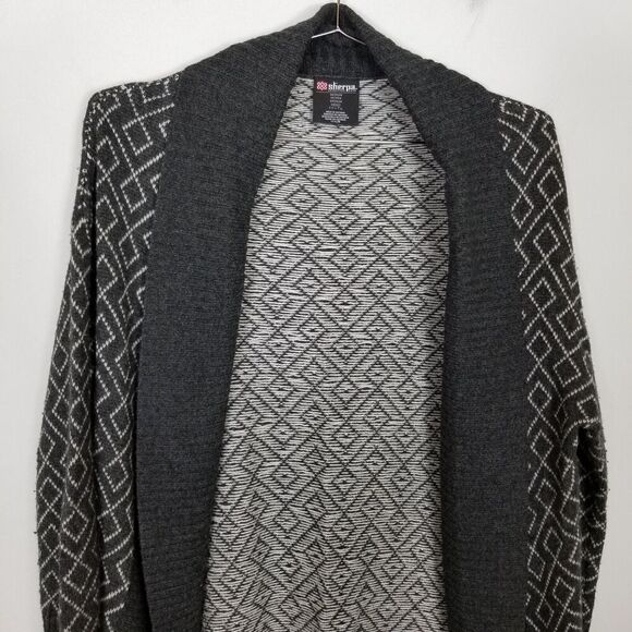 Sherpa Adventure Gear Women Dolga Cardigan Sz M Black Gray Merino Wool Blend - Picture 2 of 8